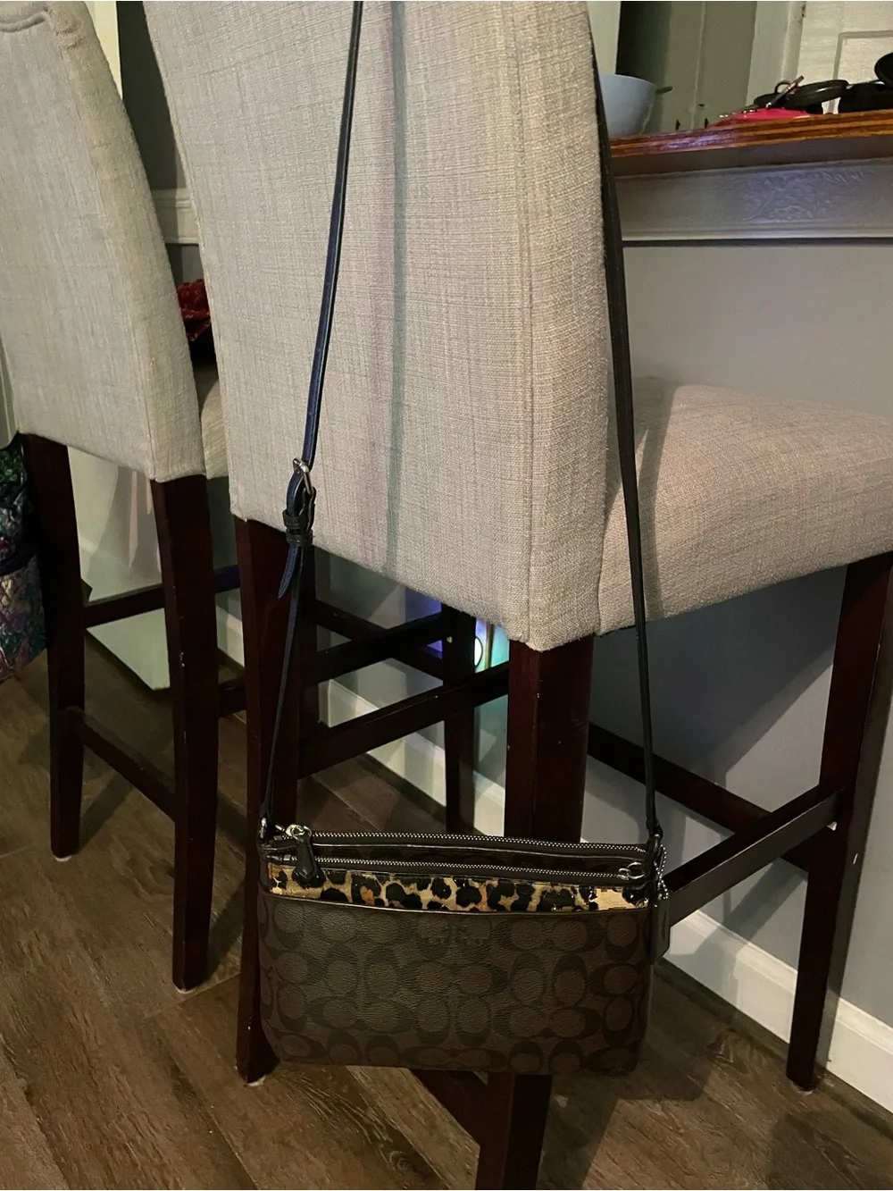 Coach Brown Signature Crossbody with Leopard Accent - Picture 4 of 6
